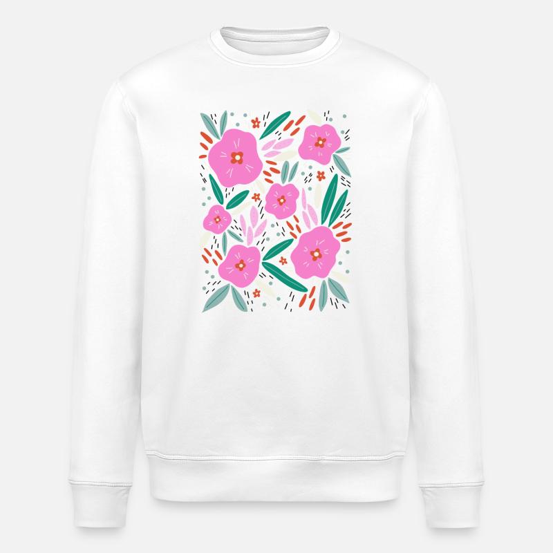 Bouquet de fleurs en rose - Sweat bio ROLLER Stanley/Stella Unisexe - blanc