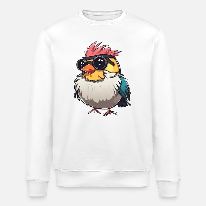 Bunte Techno-Vogel-Illustration - Stanley/Stella Unisex Bio-Sweatshirt ROLLER - Weiß