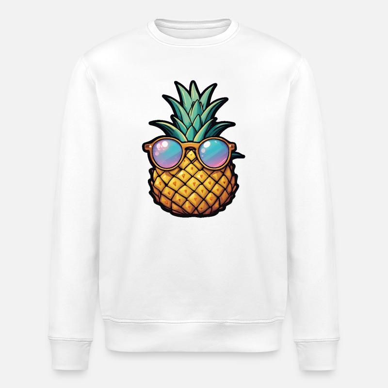 Tropische Ananas mit Sonnenbrille - Stanley/Stella Unisex Bio-Sweatshirt ROLLER - Weiß