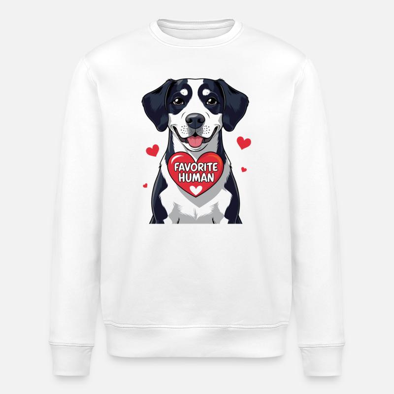 Hund mit Herz Lieblingsmensch Botschaft - Stanley/Stella Unisex Bio-Sweatshirt ROLLER - Weiß