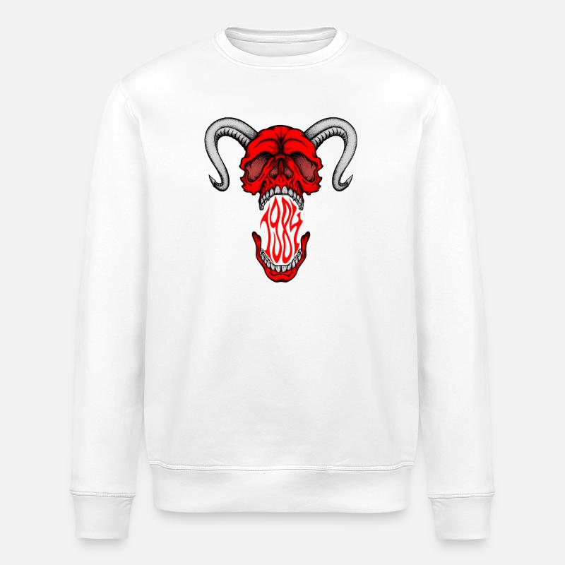 "HELLSKULL – Demonic Roar" - Stanley/Stella ROLLER Unisex Organic Sweatshirt - white