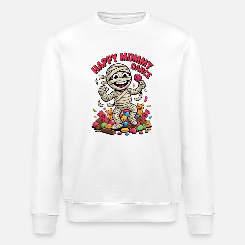 Cheerful Mummy Dancer on Candy Background - Stanley/Stella ROLLER Unisex Organic Sweatshirt - white