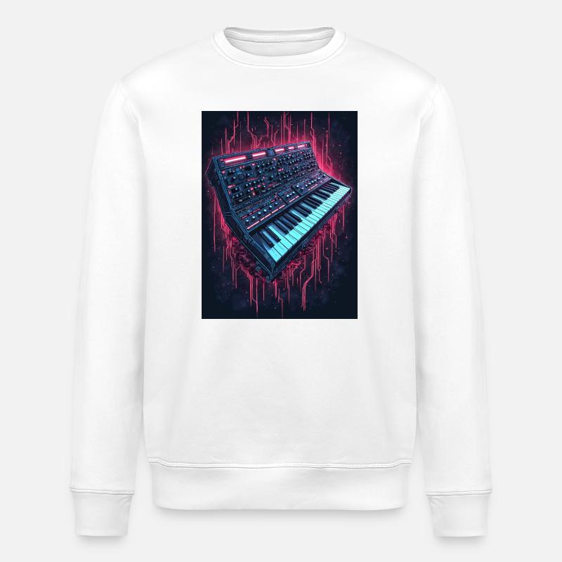 Neon Synthesizer Musikdesign - Stanley/Stella Unisex Bio-Sweatshirt ROLLER - Weiß