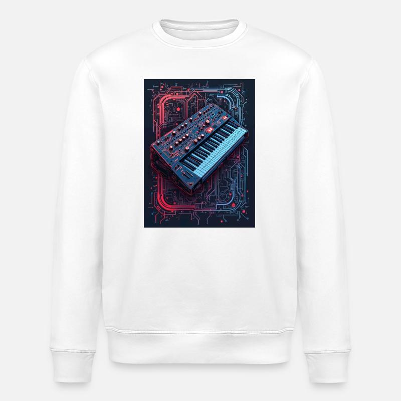 Futuristic synthesizer design - Stanley/Stella ROLLER Unisex Organic Sweatshirt - white