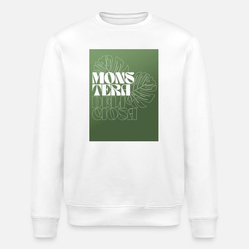 Monstera Botanical Line Art Design - Sweat bio ROLLER Stanley/Stella Unisexe - blanc