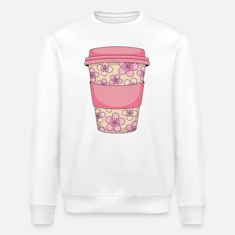 Kirschblüten Kaffeetasse - Stanley/Stella Unisex Bio-Sweatshirt ROLLER - Weiß