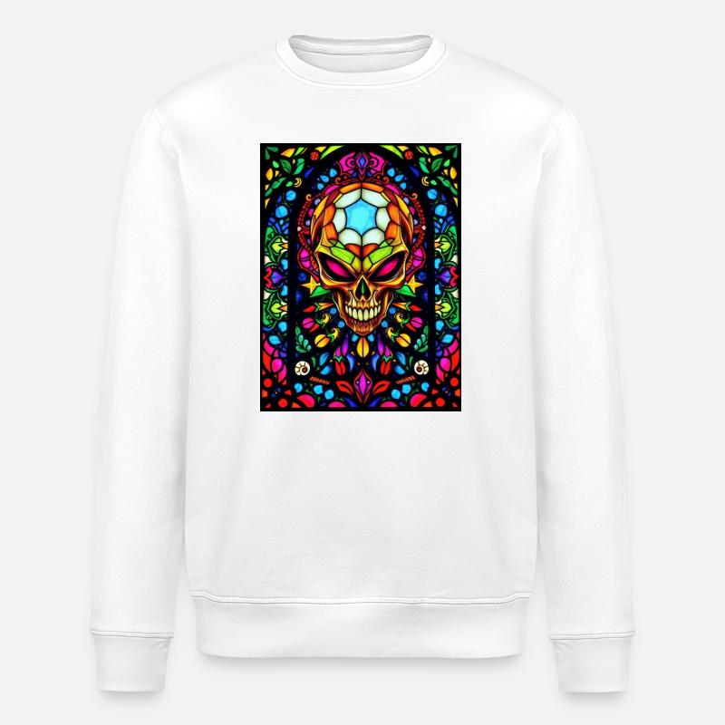 Skull Glasfenster - Stanley/Stella Unisex Bio-Sweatshirt ROLLER - Weiß