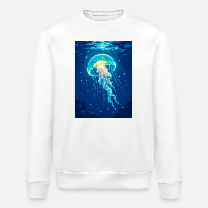 Bioluminescent Jellyfish A floating light - Stanley/Stella ROLLER Unisex Organic Sweatshirt - white