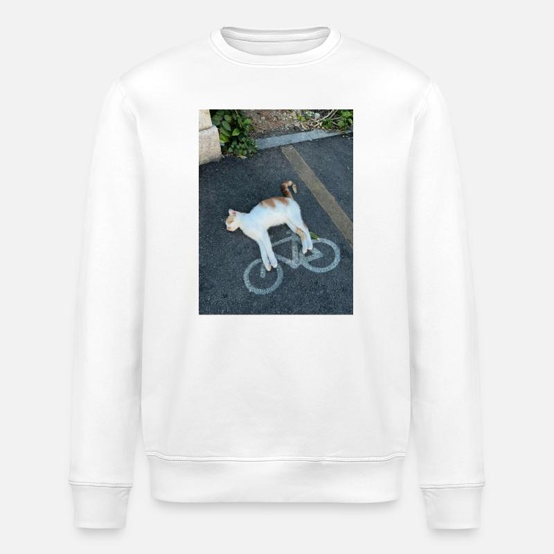 Chat sur la piste cyclable - Sweat bio ROLLER Stanley/Stella Unisexe - blanc