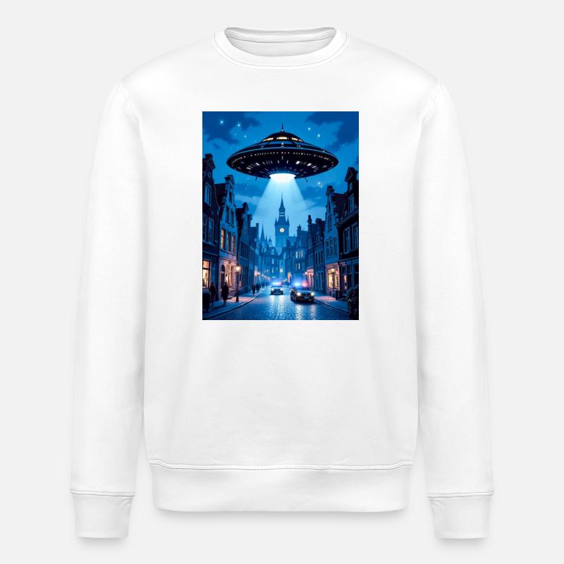Belgische Welle – UFOs am Himmel - Stanley/Stella Unisex Bio-Sweatshirt ROLLER - Weiß