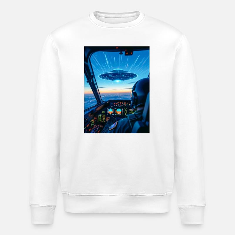 UFO Cockpit – Blick ins Unbekannte - Stanley/Stella Unisex Bio-Sweatshirt ROLLER - Weiß