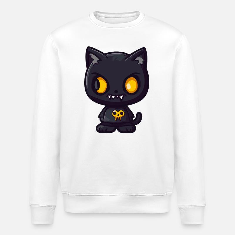 Katze Halloween Lustig Comic - Stanley/Stella Unisex Bio-Sweatshirt ROLLER - Weiß