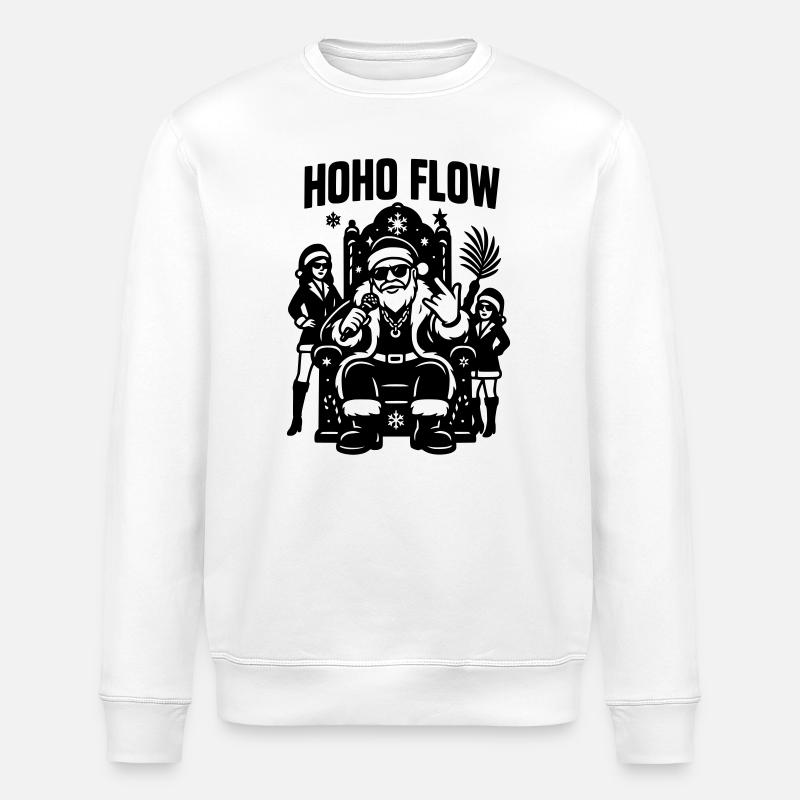 Santa Ho Ho Flow Rap - Sweat bio ROLLER Stanley/Stella Unisexe - blanc