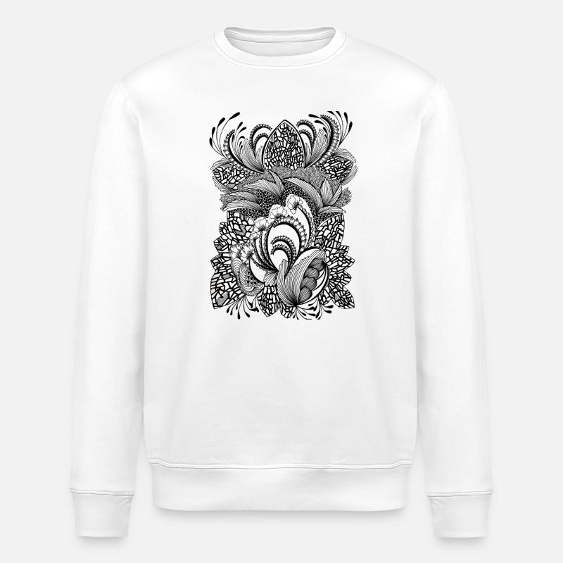 Schwarzweiß Musterblüten - Stanley/Stella Unisex Bio-Sweatshirt ROLLER - Weiß