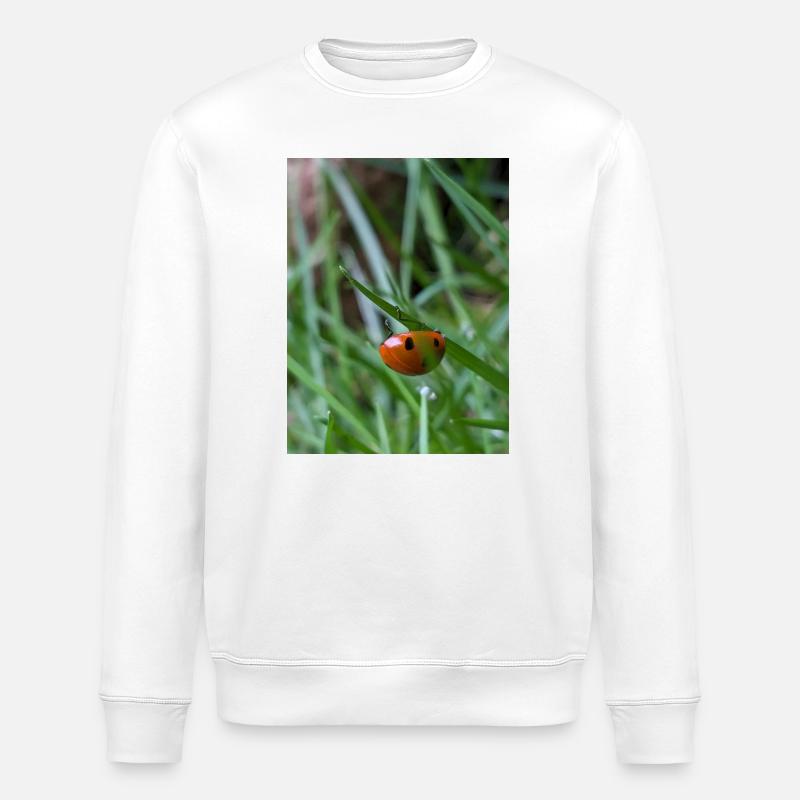 Gros plan : Coccinelle sur l’herbe - Sweat bio ROLLER Stanley/Stella Unisexe - blanc