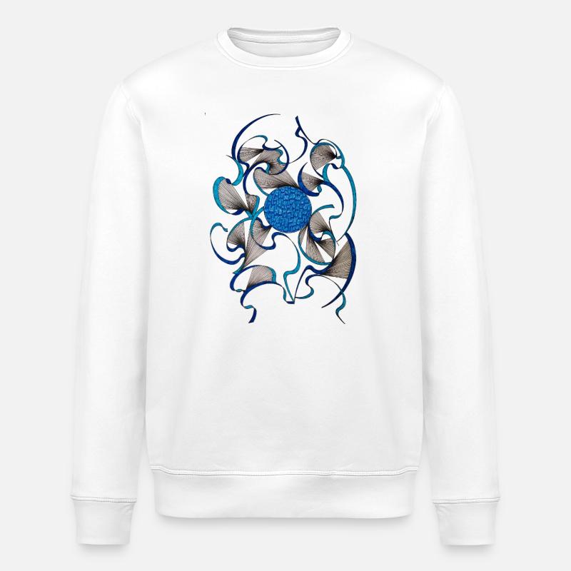 Blaues Wirbelblüten Muster - Stanley/Stella Unisex Bio-Sweatshirt ROLLER - Weiß