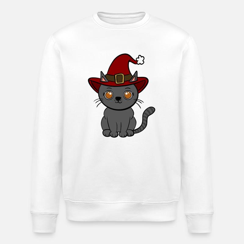 Katze Weihnachten  - Stanley/Stella Unisex Bio-Sweatshirt ROLLER - Weiß