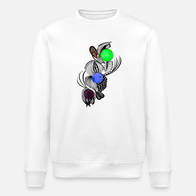 Linienblüten mit Farbkugeln - Stanley/Stella Unisex Bio-Sweatshirt ROLLER - Weiß