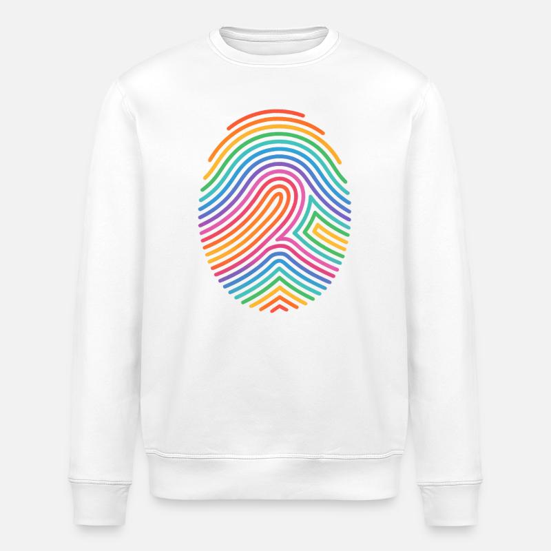Regenbogen Fingerabdruck Muster - Stanley/Stella Unisex Bio-Sweatshirt ROLLER - Weiß