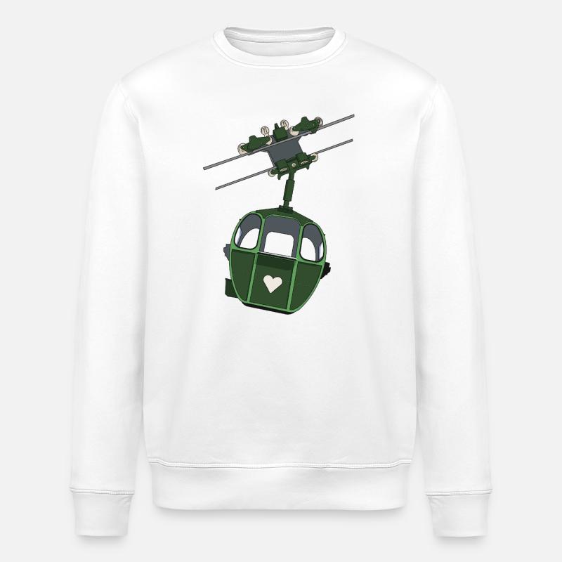 Grüne Seilbahn Herz Motiv - Stanley/Stella Unisex Bio-Sweatshirt ROLLER - Weiß