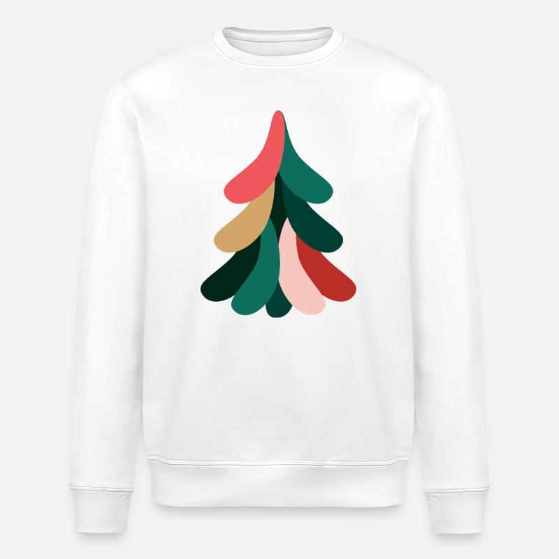 bunter Tannenbaum zu Weihnachten - Stanley/Stella Unisex Bio-Sweatshirt ROLLER - Weiß