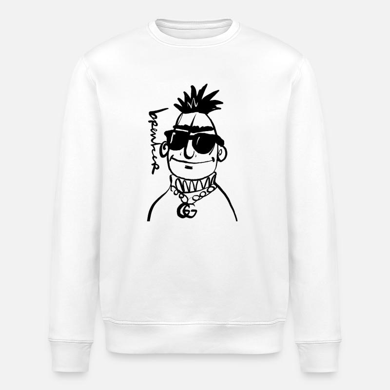 Minimalistische Frontlinienzeichnung - Stanley/Stella Unisex Bio-Sweatshirt ROLLER - Weiß