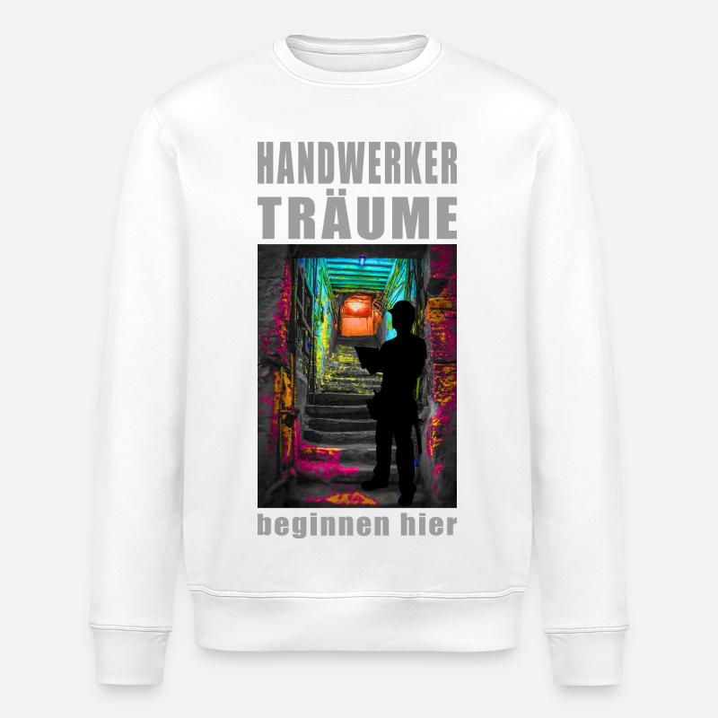 Rêves d’artisan : Piste du néon - Sweat bio ROLLER Stanley/Stella Unisexe - blanc