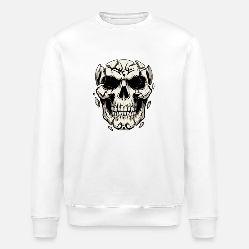 Crâne éclaté – Graphismes gothiques - Sweat bio ROLLER Stanley/Stella Unisexe - blanc