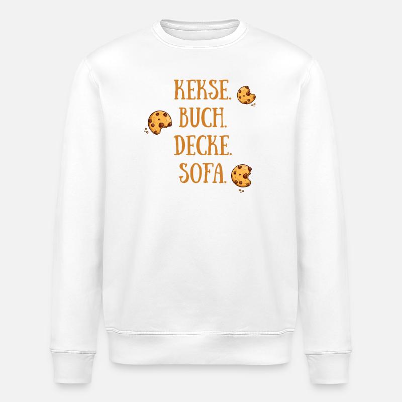 Kekse Buch Decke Sofa - Stanley/Stella Unisex Bio-Sweatshirt ROLLER - Weiß