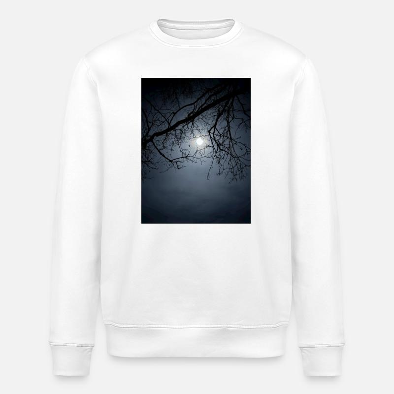 Moonlight silhouette with branches - Stanley/Stella ROLLER Unisex Organic Sweatshirt - white