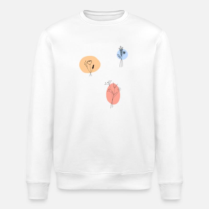 Pastel Blossoms Delicate Line Art - Stanley/Stella ROLLER Unisex Organic Sweatshirt - white