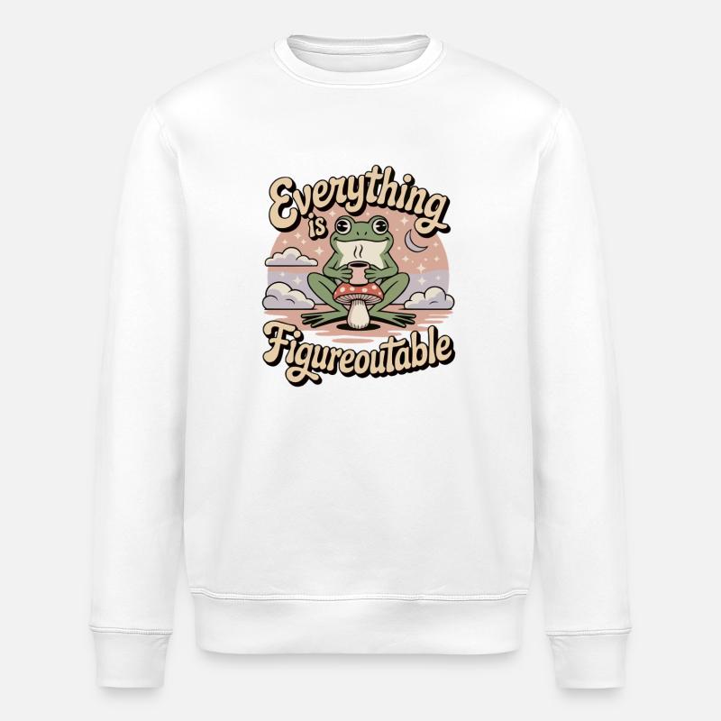 Everything is Figureoutable Frog - Stanley/Stella ROLLER Unisex Organic Sweatshirt - white