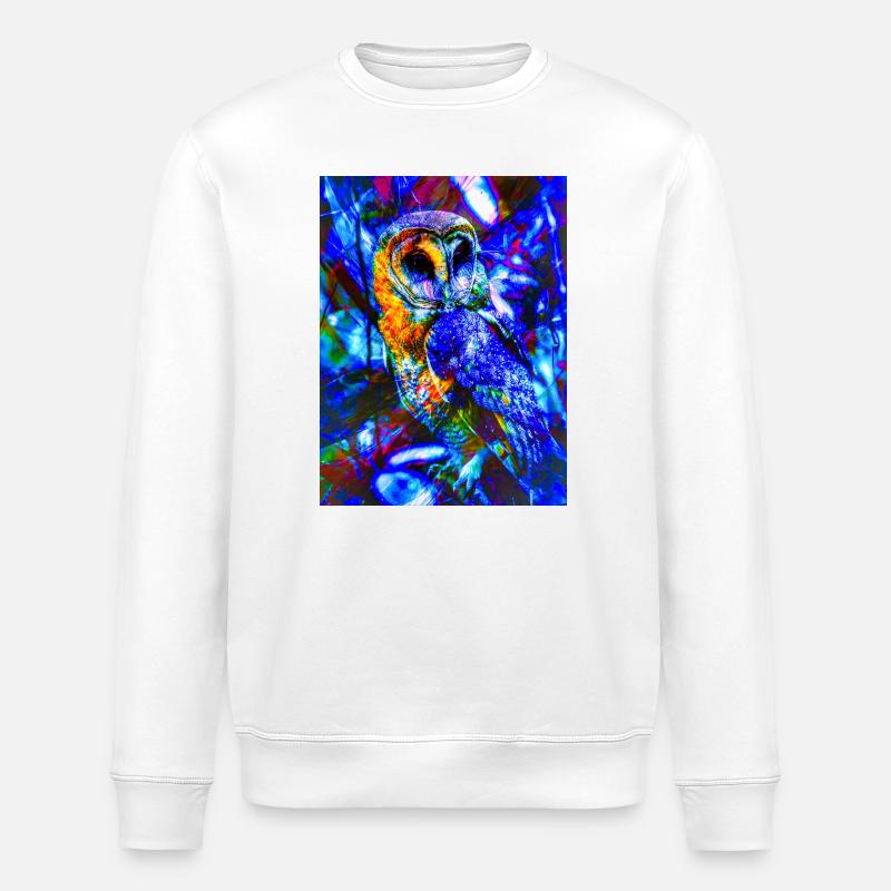 Chouette néon en lumière psychédélique - Sweat bio ROLLER Stanley/Stella Unisexe - blanc