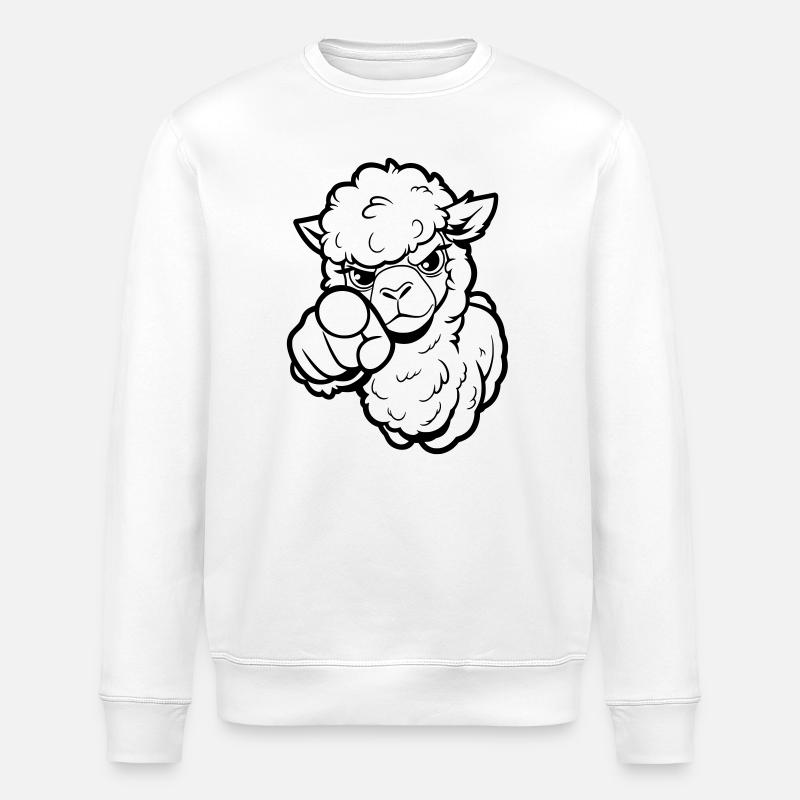 Naughty alpaca points at you - Stanley/Stella ROLLER Unisex Organic Sweatshirt - white