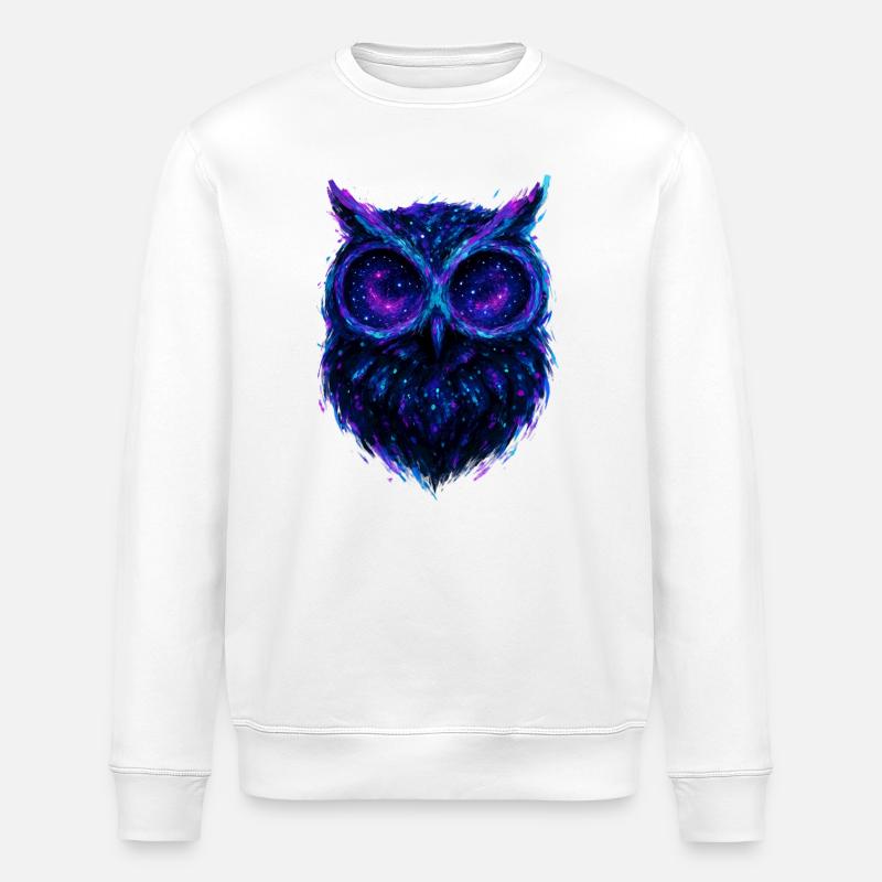 Hibou / Chouette Galactique : Nébuleuse Nocturne - Sweat bio ROLLER Stanley/Stella Unisexe - blanc