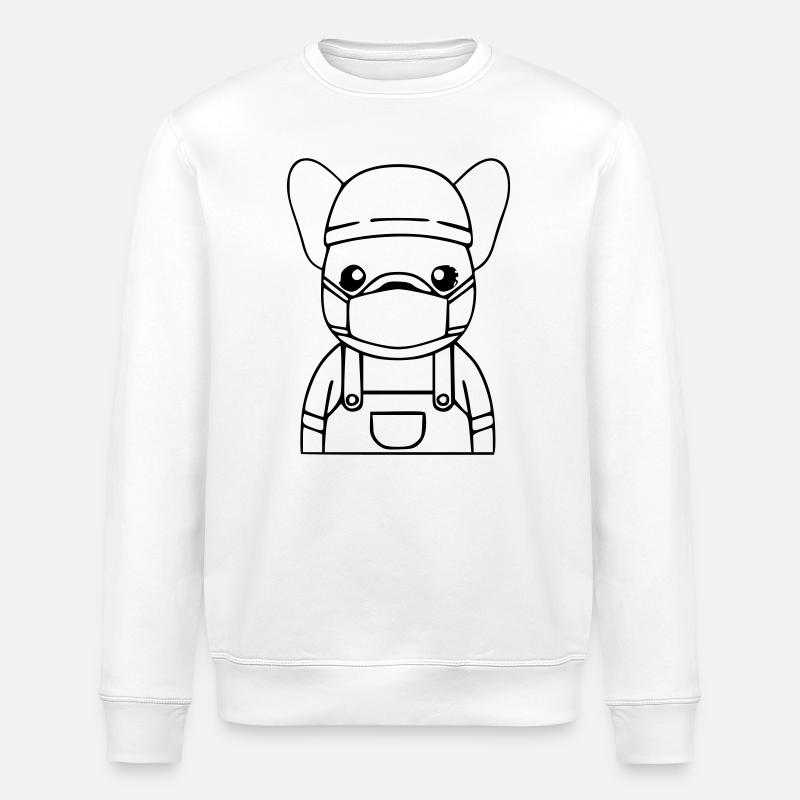 Frenchie Doctor Care Mask - Stanley/Stella ROLLER Unisex Organic Sweatshirt - white