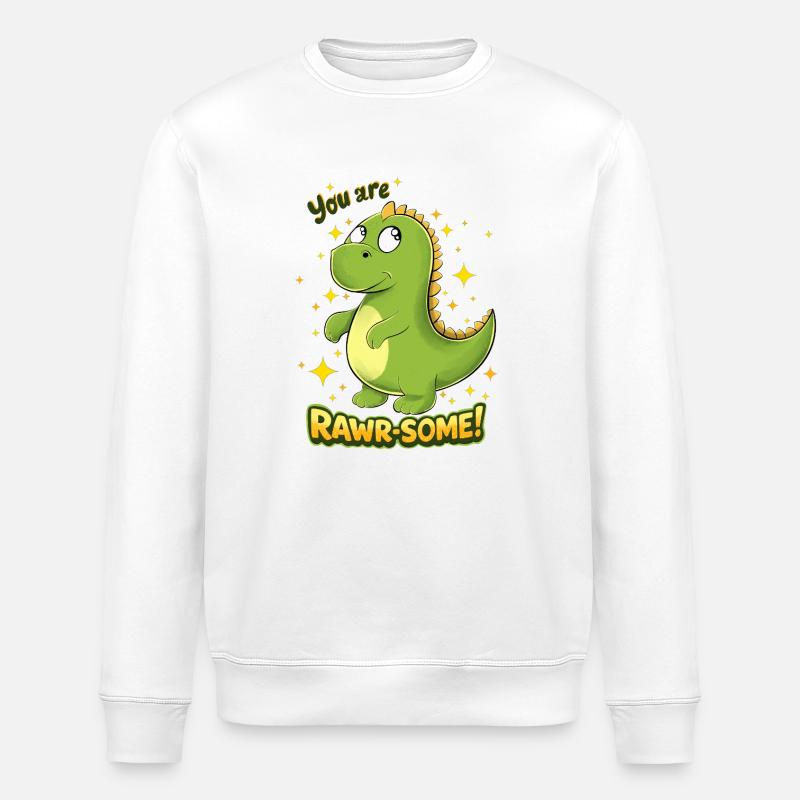 Dino RAWR-SOME Charme - Stanley/Stella Unisex Bio-Sweatshirt ROLLER - Weiß