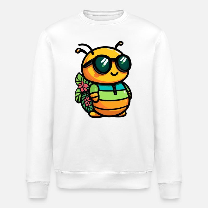 Wurm Comic Urlaub - Stanley/Stella Unisex Bio-Sweatshirt ROLLER - Weiß