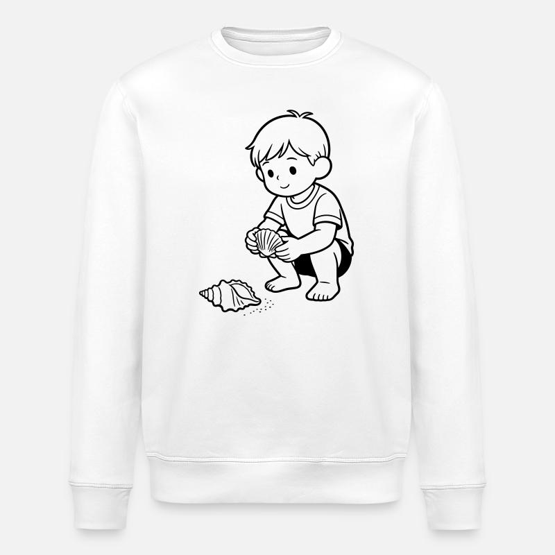 beach child cute - Stanley/Stella ROLLER Unisex Organic Sweatshirt - white