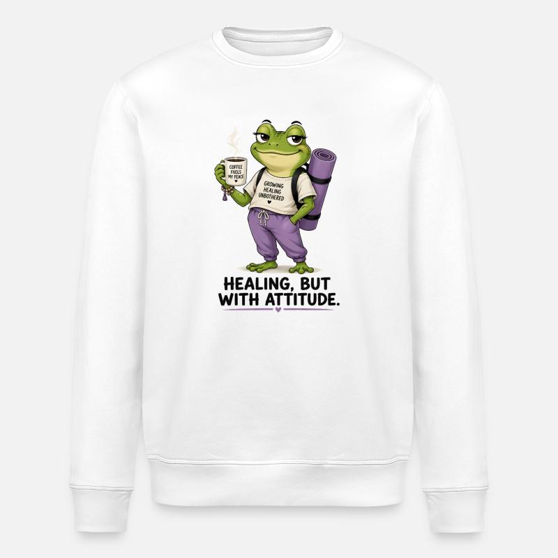 Attitude de guérison Grenouille Tee - Sweat bio ROLLER Stanley/Stella Unisexe - blanc