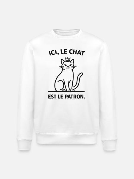 Ici Le Chat Est Le Patron - Sweat bio ROLLER Stanley/Stella Unisexe - blanc