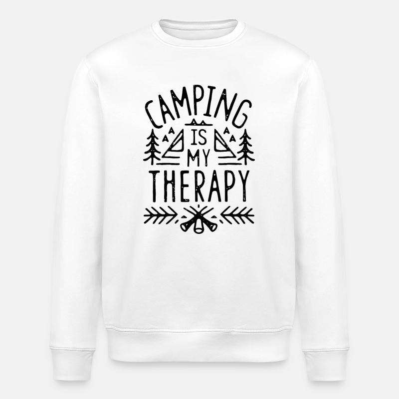 Camping is my therapy - Stanley/Stella ROLLER Unisex Organic Sweatshirt - white