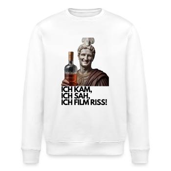 Mallorca Shirt ICH KAM ICH SAH ICH FILM RISS - Stanley/Stella Unisex Bio-Sweatshirt ROLLER - Weiß - Vorne - Nik (191cm)