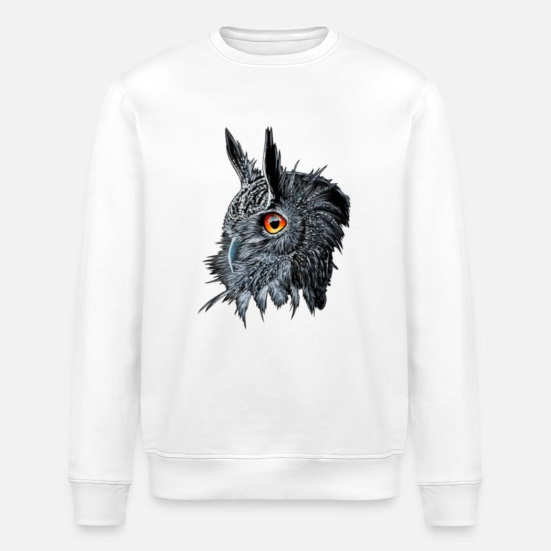 Uhu /Bubo Bubo/Owl - Stanley/Stella ROLLER Unisex Organic Sweatshirt - white