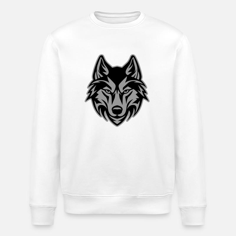 Wolf Head - Stanley/Stella ROLLER Unisex Organic Sweatshirt - white