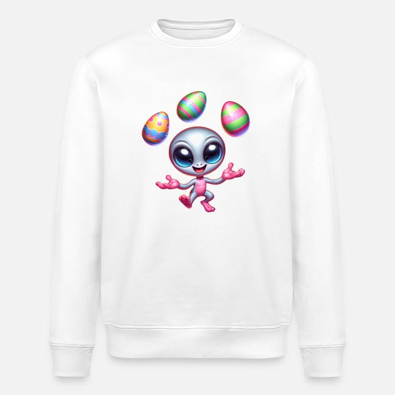 Alien-Osterjongleur: Eierakrobatik - Stanley/Stella Unisex Bio-Sweatshirt ROLLER - Weiß