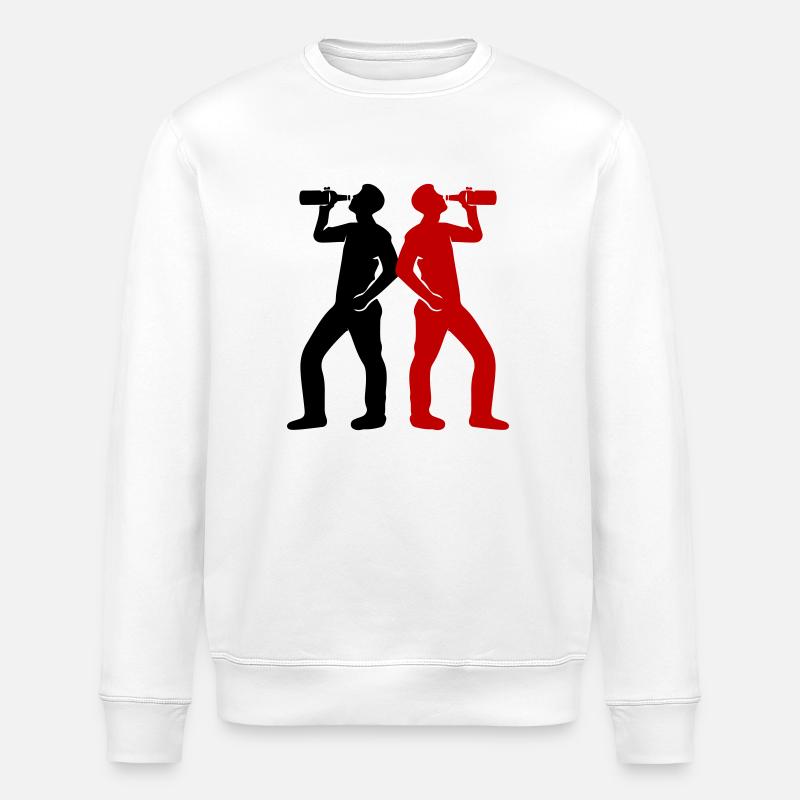 Drinker Beer Silhouette - Stanley/Stella ROLLER Unisex Organic Sweatshirt - white