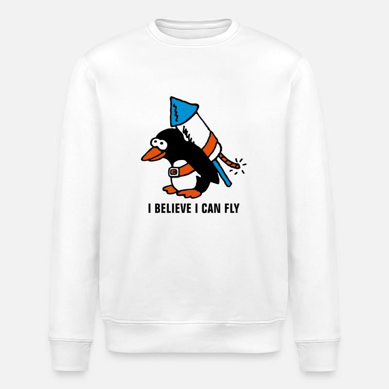 rocket_pinguin_white_b_3c - Stanley/Stella Unisex Bio-Sweatshirt ROLLER - Weiß