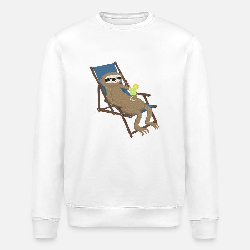 Faultier_Liegestuhl - Stanley/Stella Unisex Bio-Sweatshirt ROLLER - Weiß