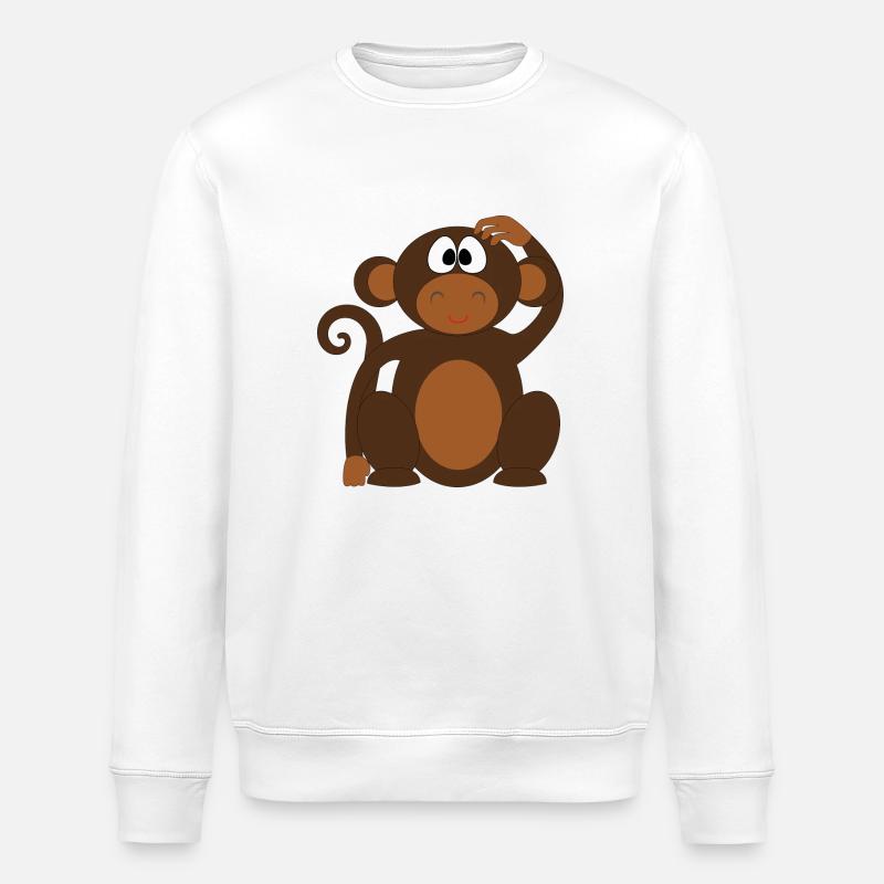 Monkey collection - Stanley/Stella ROLLER Unisex Organic Sweatshirt - white
